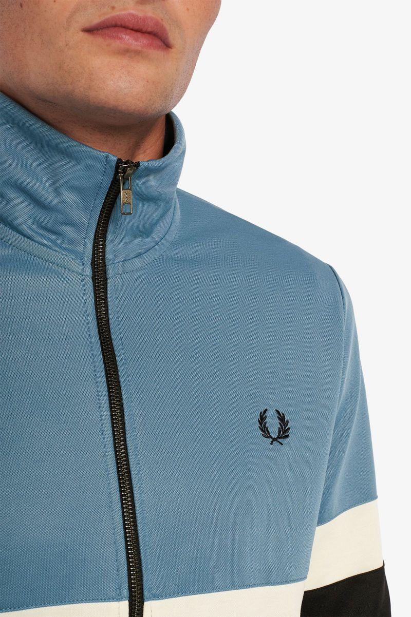 Grey Blue Fred Perry Panelled Track Men's Jackets | PH 1225DFMN